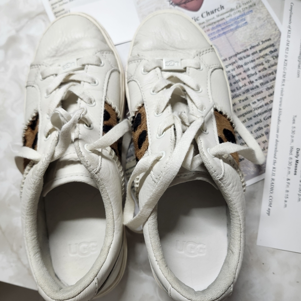 UGG White Sneakers with Tan Accents